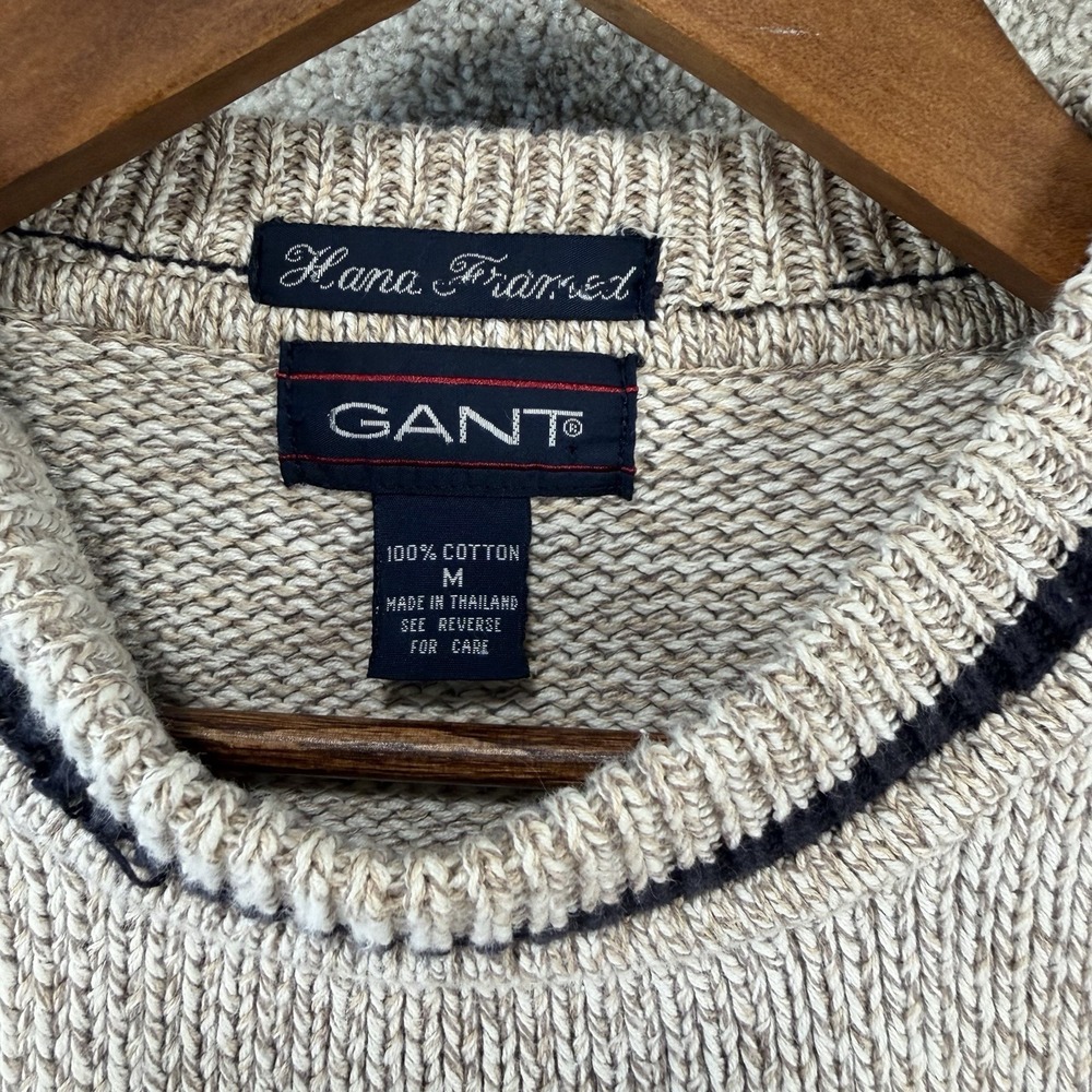 VTG Gant Mens Fishing Sweater Sz M Cotton Knit Embroidered Grandpa 90s *Stains* - Picture 7 of 9